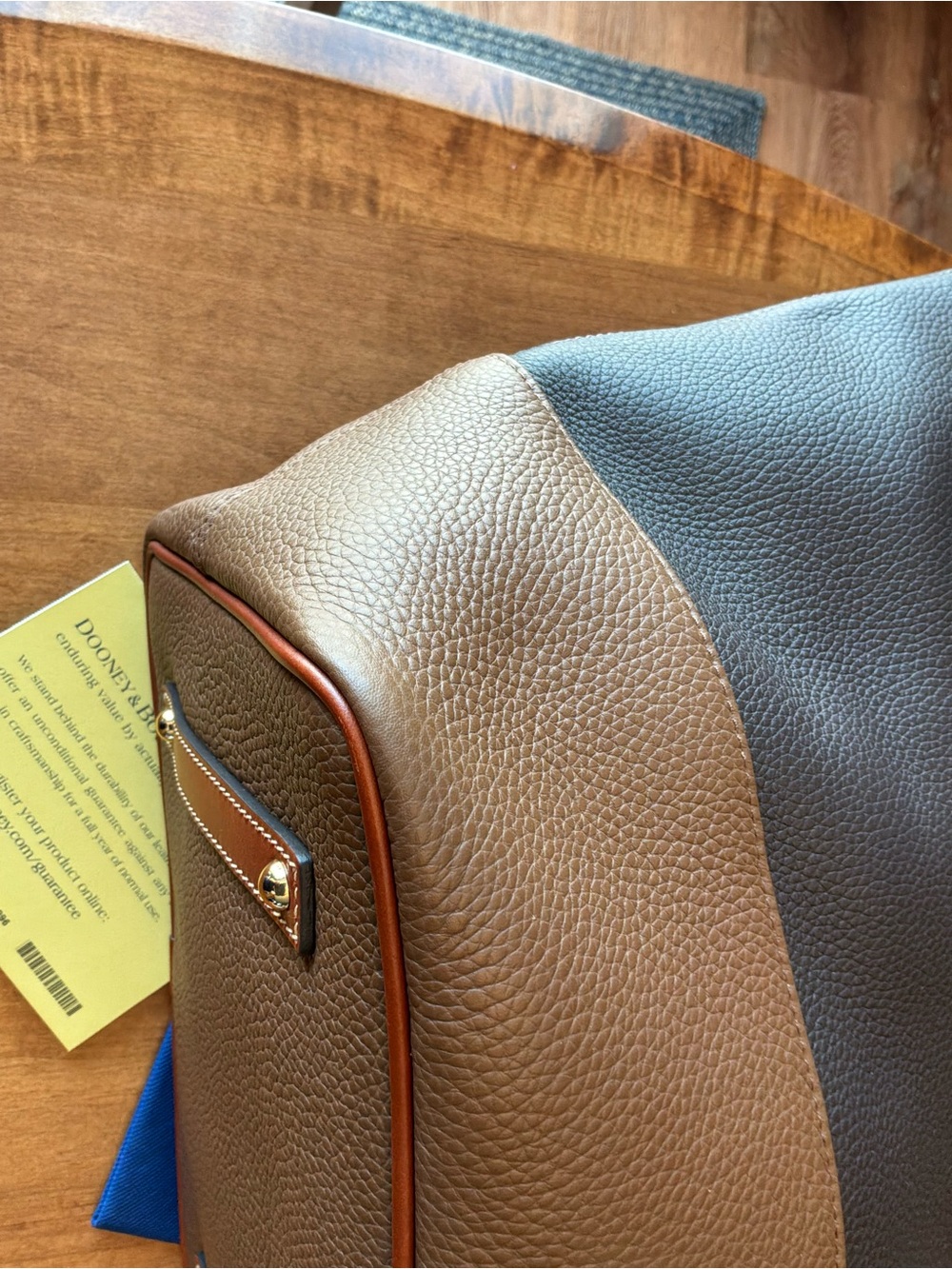 Dooney & Bourke Two-Tone Color block Pebble Leather Tobi Tote bark - Picture 7 of 16